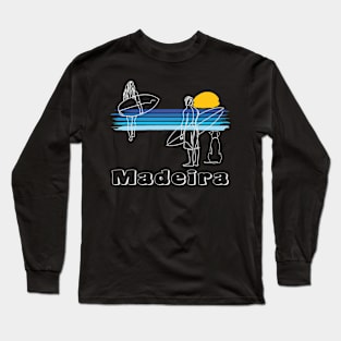 Madeira, Surfing Beach Surf Guy Girl with Dog Long Sleeve T-Shirt